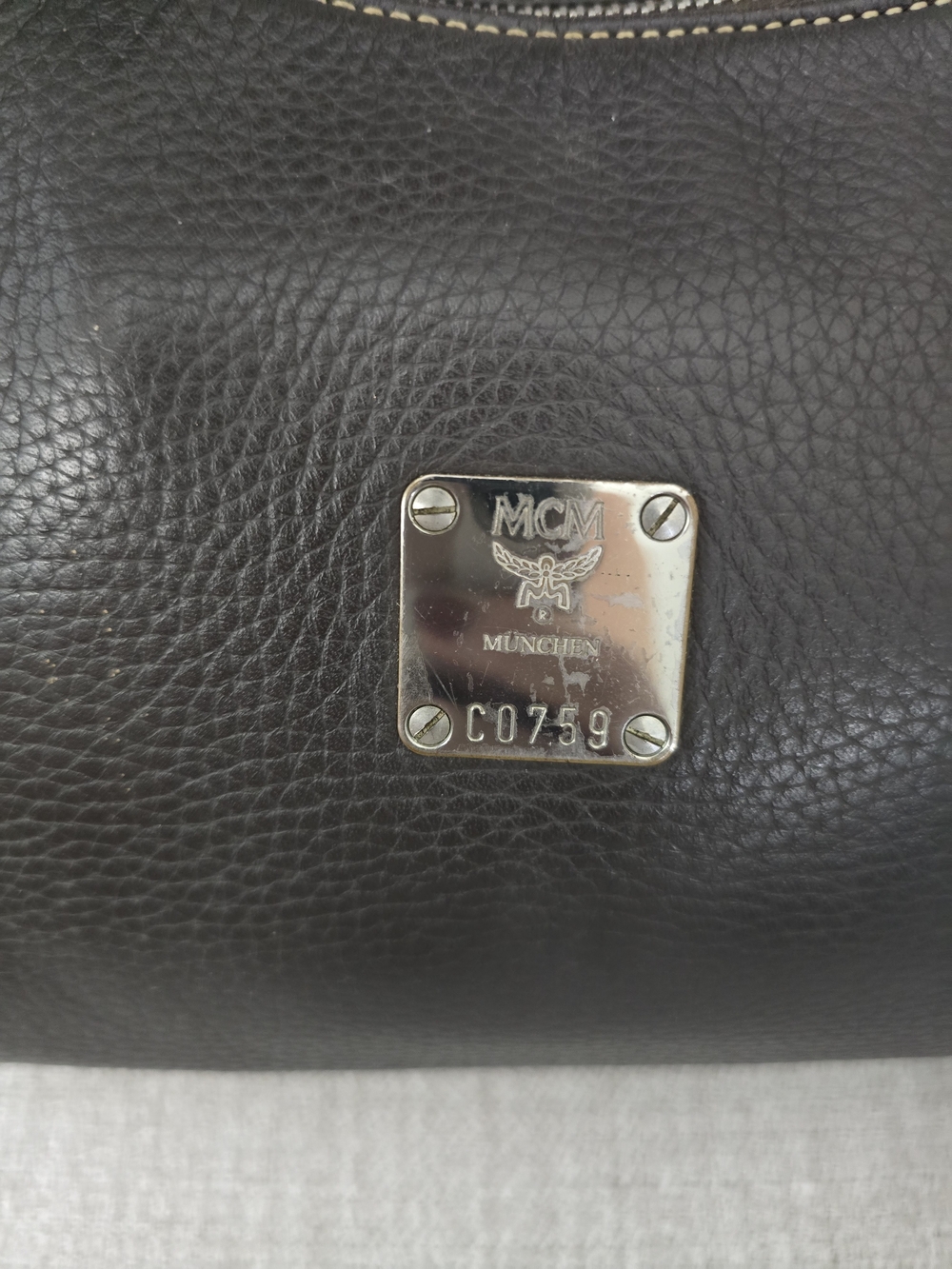MCM EUC Vintage Dark Brown Pebbled Leather Shoulder Bag - Picture 2 of 9